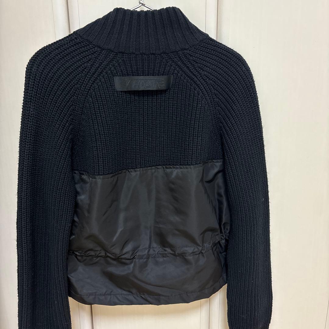 DIESEL ブラック 異素材　ニットセーター ジップアップ　ブルゾン