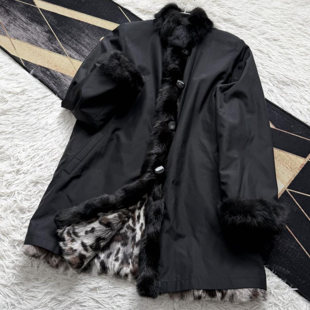 総丈88/希少デザイン◎ ロシアンリス/ラビット ロングファーコート 軽量 毛皮