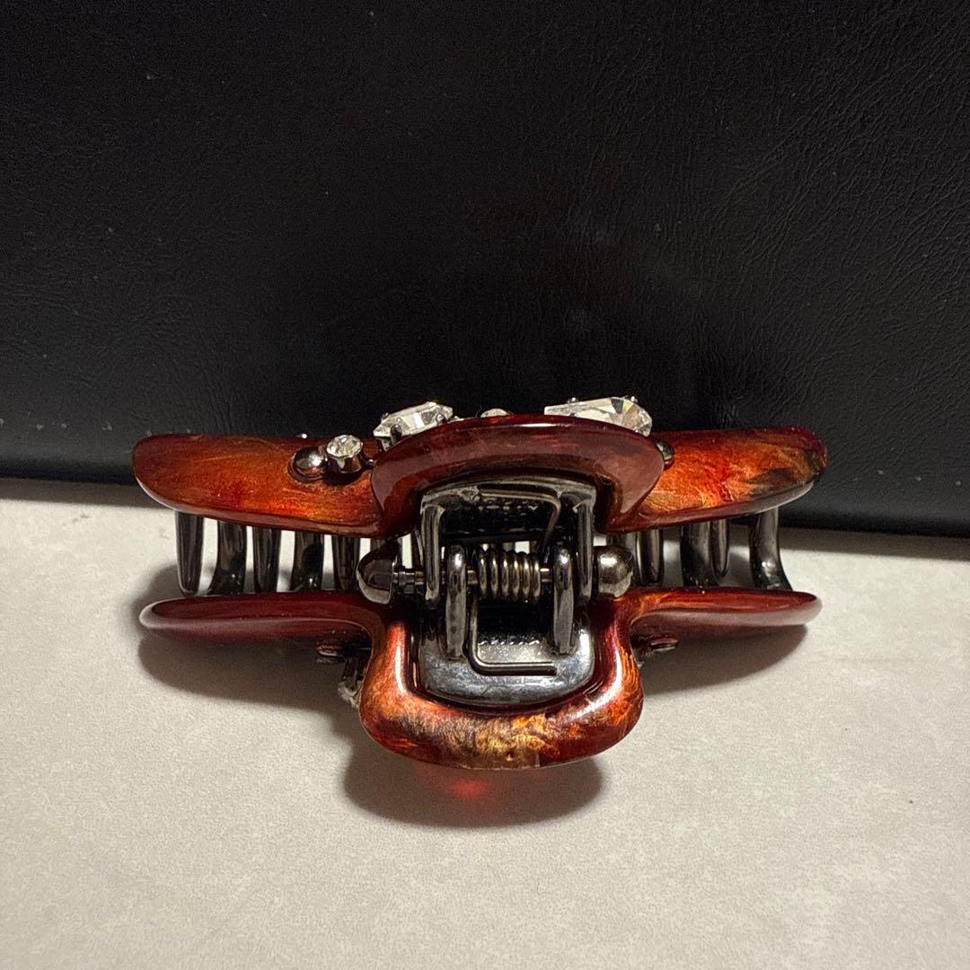 赤色クリスタル装飾ヘアクリップ