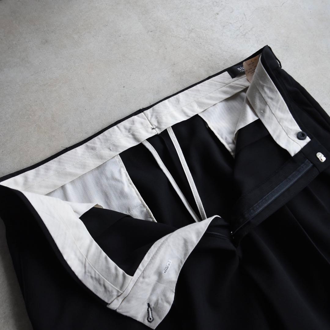 00s SLATES スレイツ ツータックスラックス 黒ブラック W40 L30