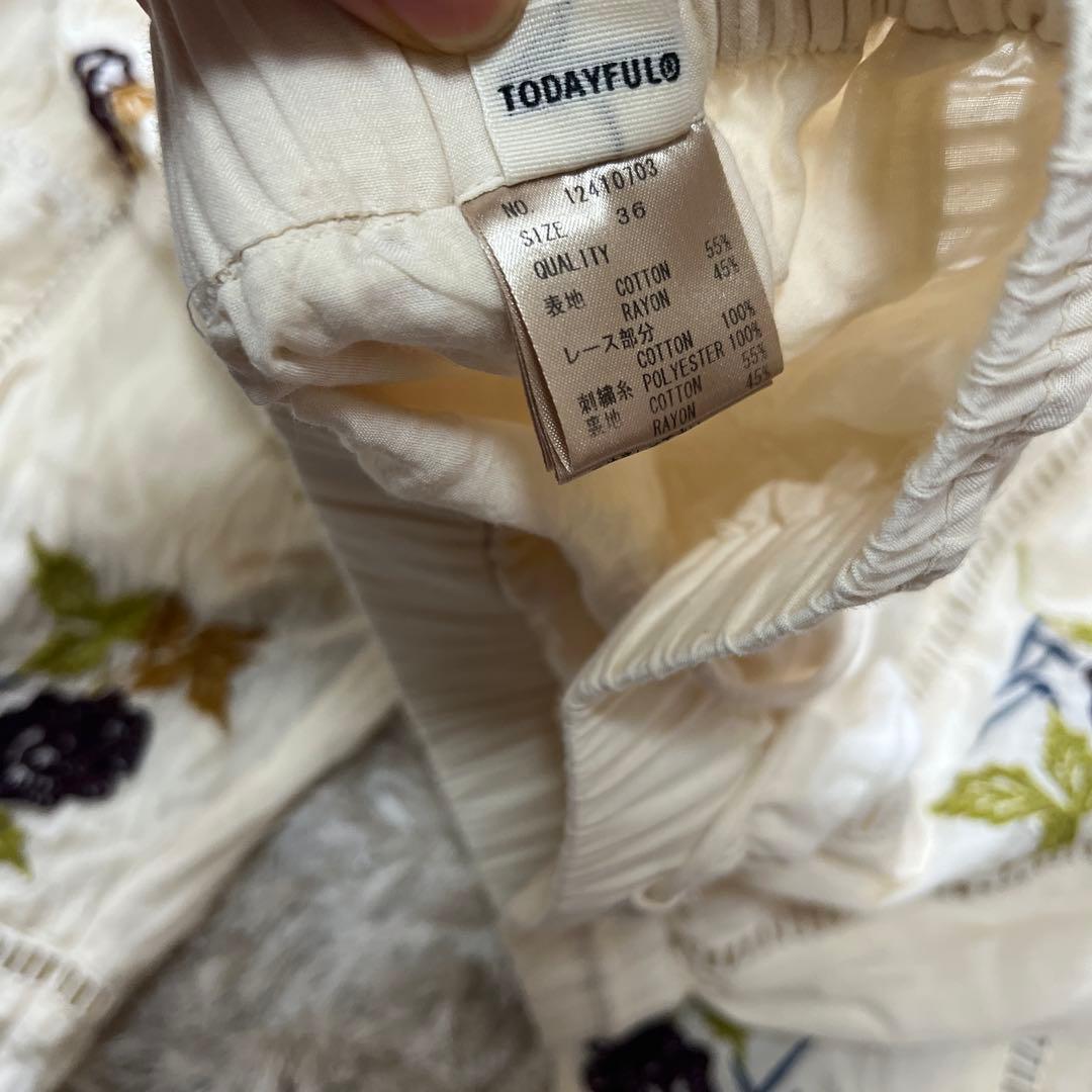 パンツ todayful Embroidery Patchwork trousers