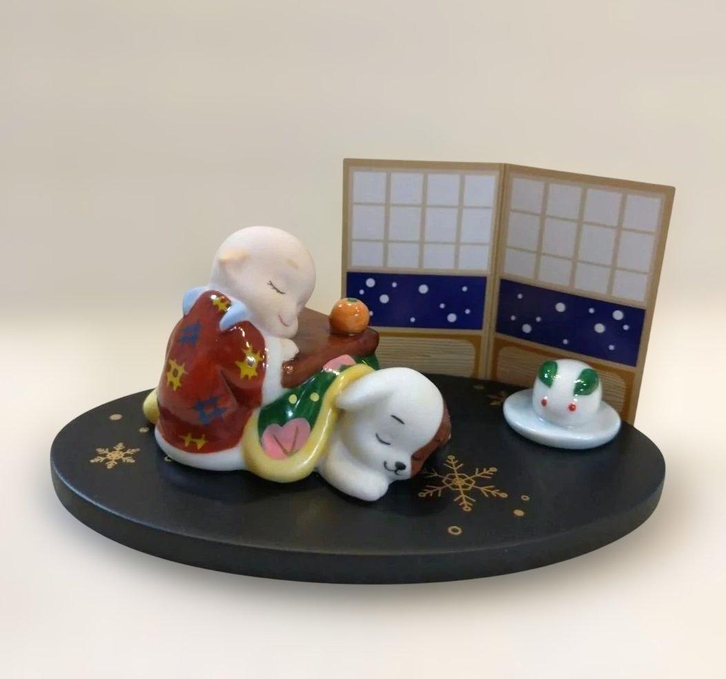 陶器　置物　ローズオニールキューピー 歳時記　12月