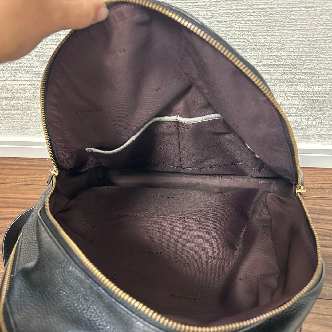 COACH コーチ 黒 リュック　ブラック　レザー　大容量　13インチPC収納可