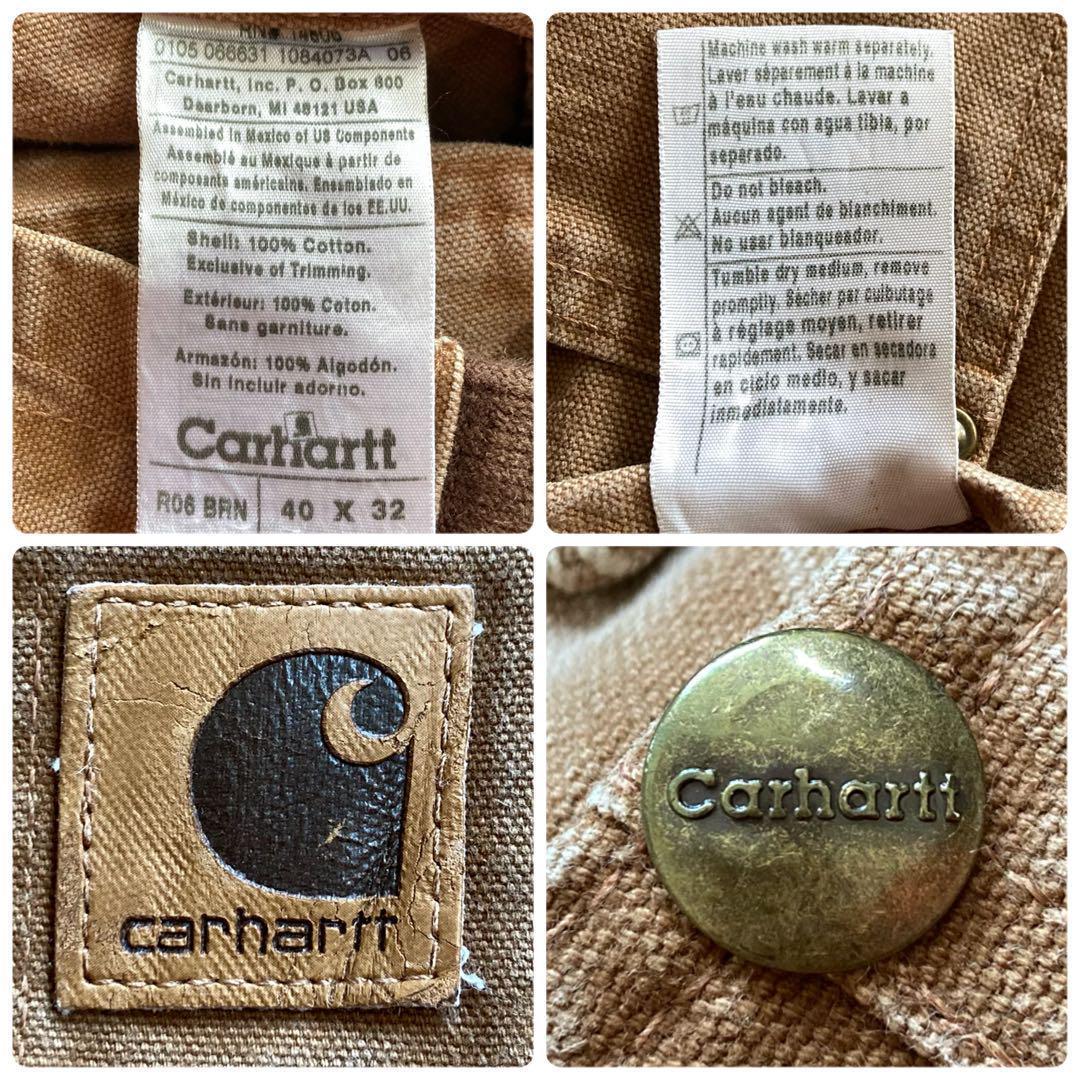 メキシコ製 カーハート 古着 ダック地 ダブルニー オーバーオール 極太 00s