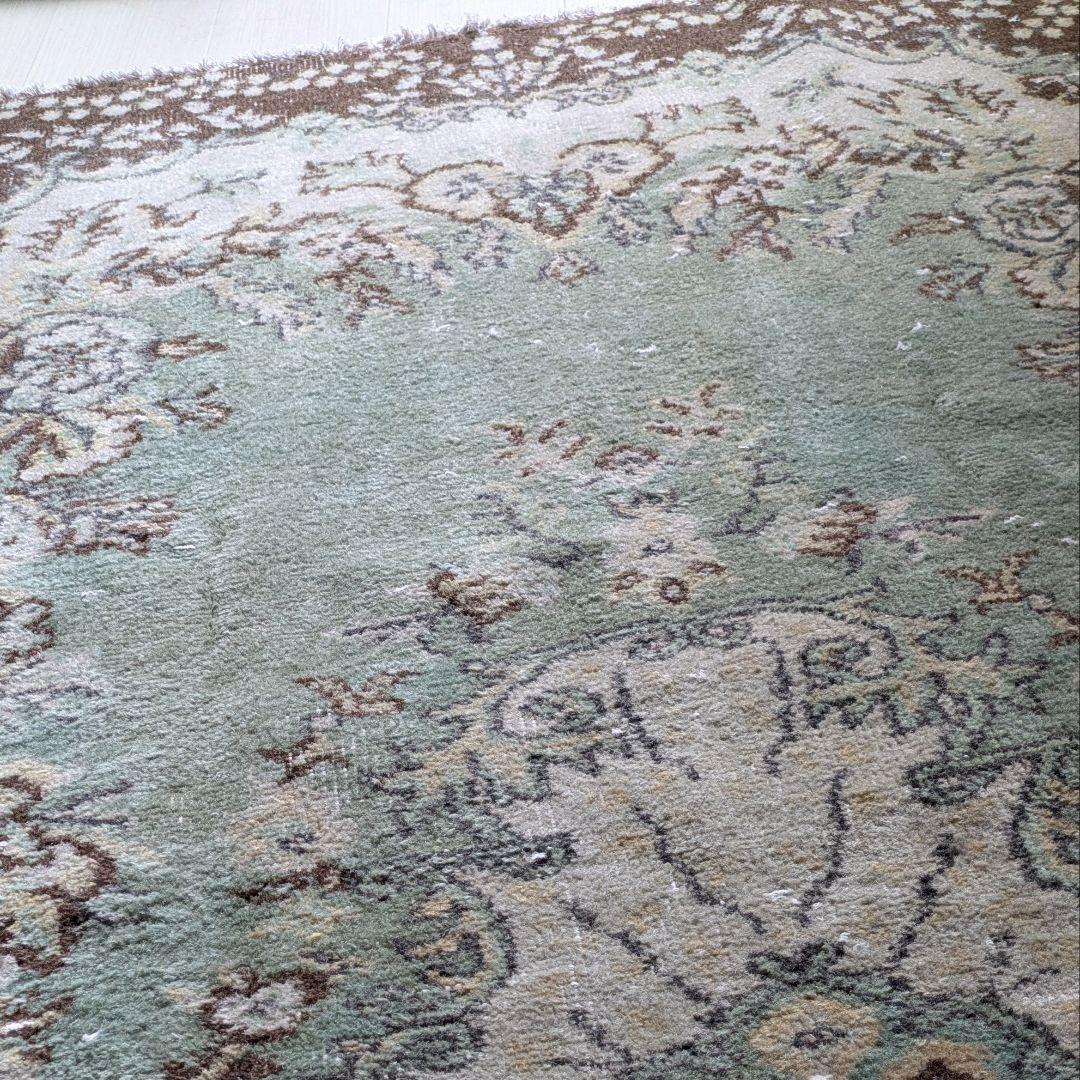 116×219 メダリオングリーン　トルコヴィンテージラグ