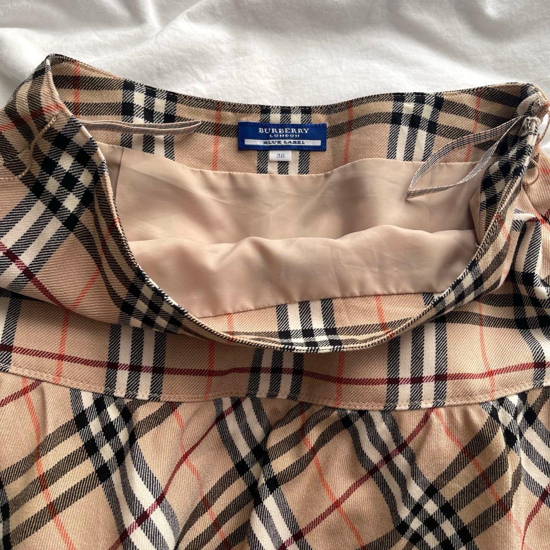 【美品】バーバリーブルーレーベル　フリルミニスカート　リボン　ノバチェック