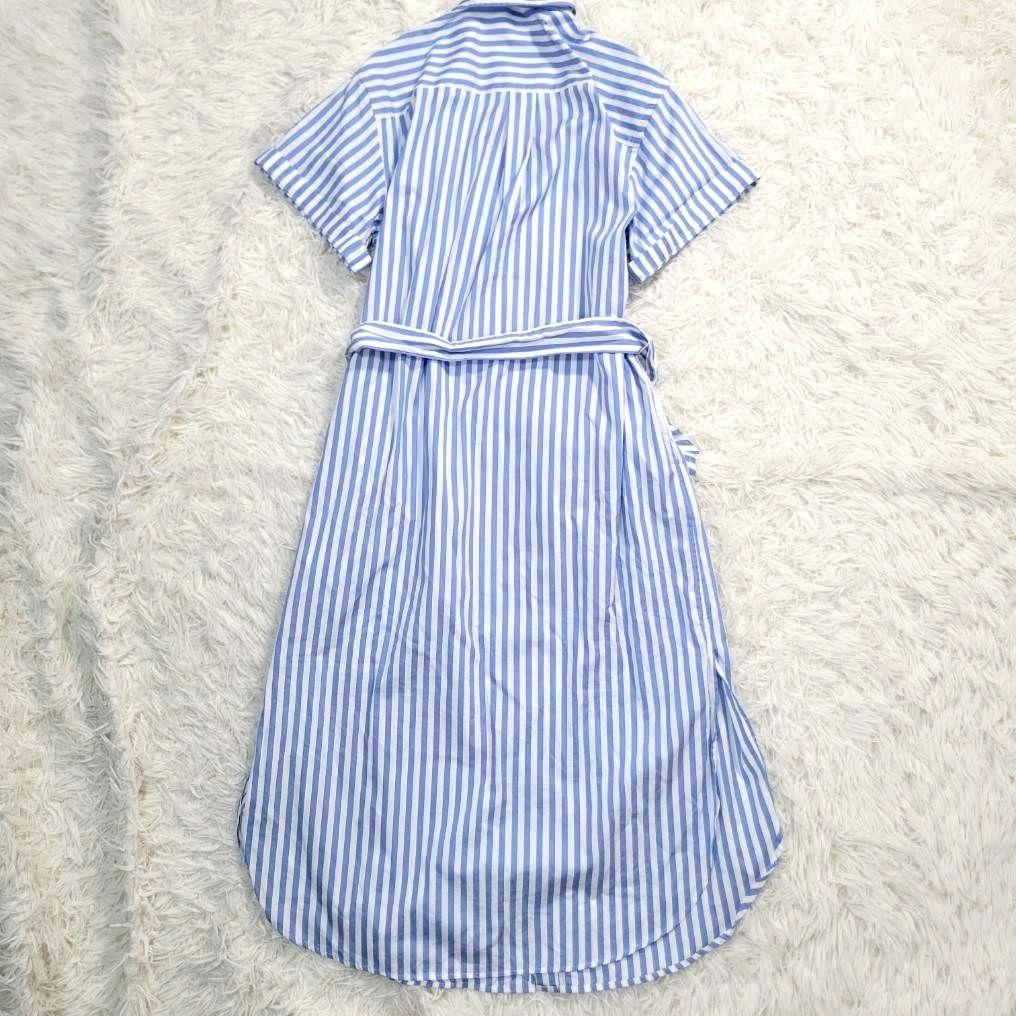 完売品・美品☆ラルフローレン　ストライプ　シャツワンピース　ウエストリボン　半袖