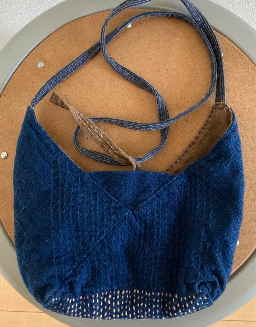 えみおわす 刺し子 バッグ ポシェット ミニショルダー 藍