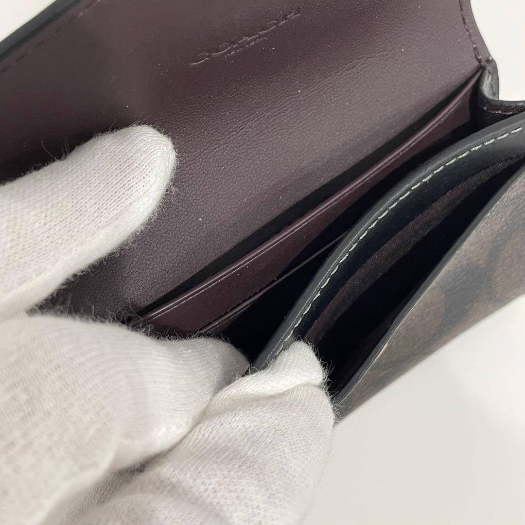 COACH 名刺入れ ブラック/ブラウン シグネチャー カードケース コーチ