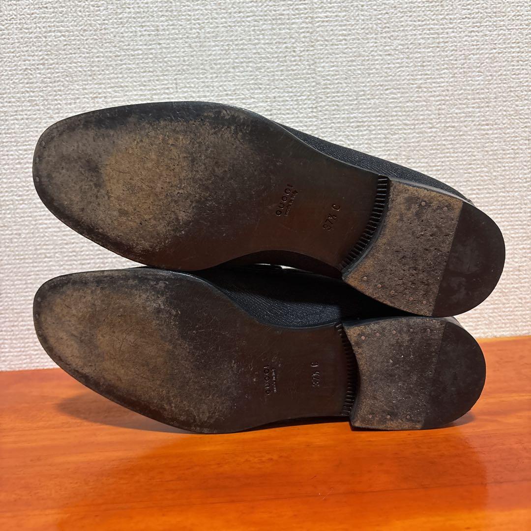 グッチ グレー ブラック 24cm 37.5 ビットローファー