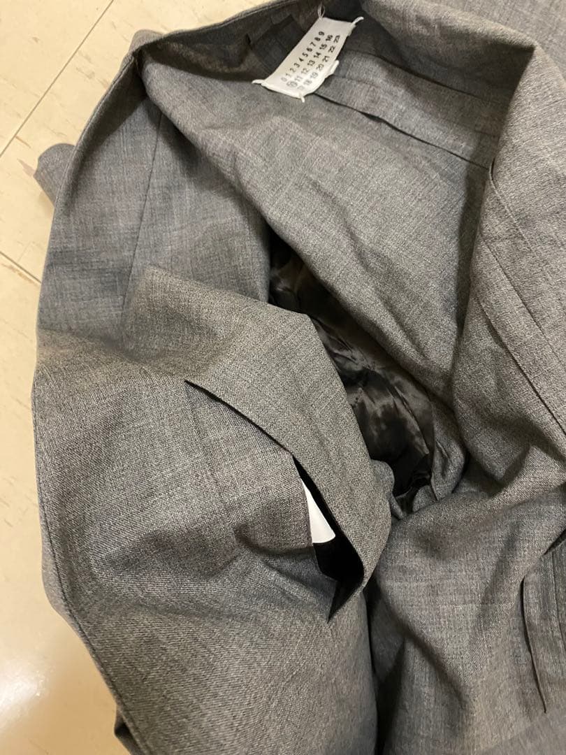 【着用感アリ】メゾン マルジェラ ノーカラージャケット(54)XXL程度 グレー