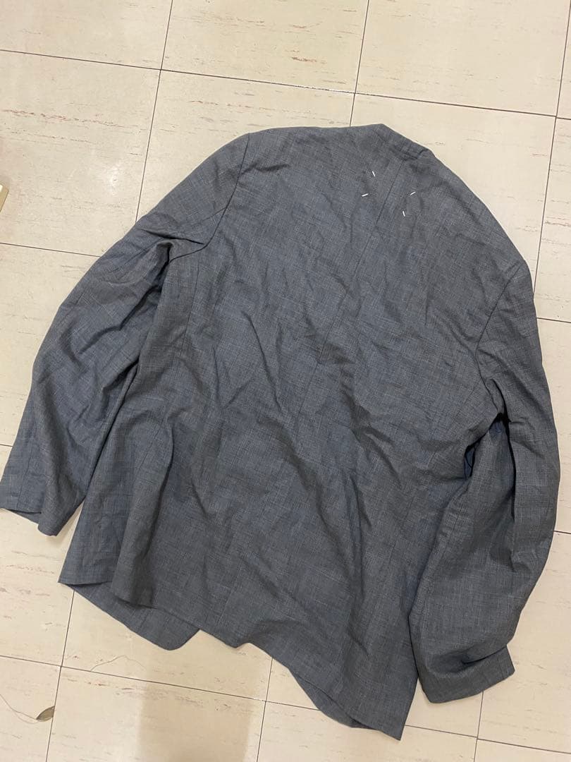 【着用感アリ】メゾン マルジェラ ノーカラージャケット(54)XXL程度 グレー