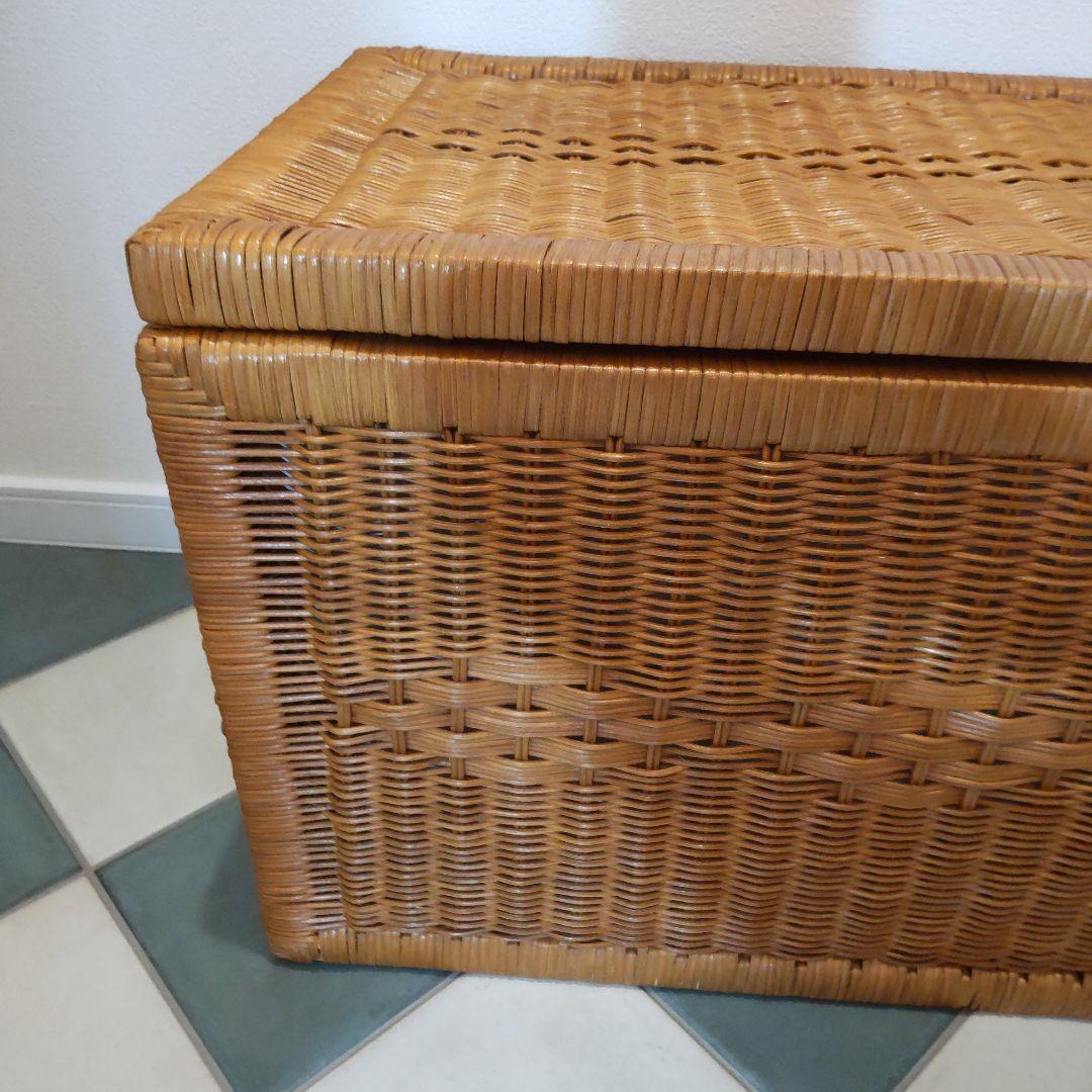 【ラタン収納ボックス】大型 籐製品 昭和レトロ かご バスケット