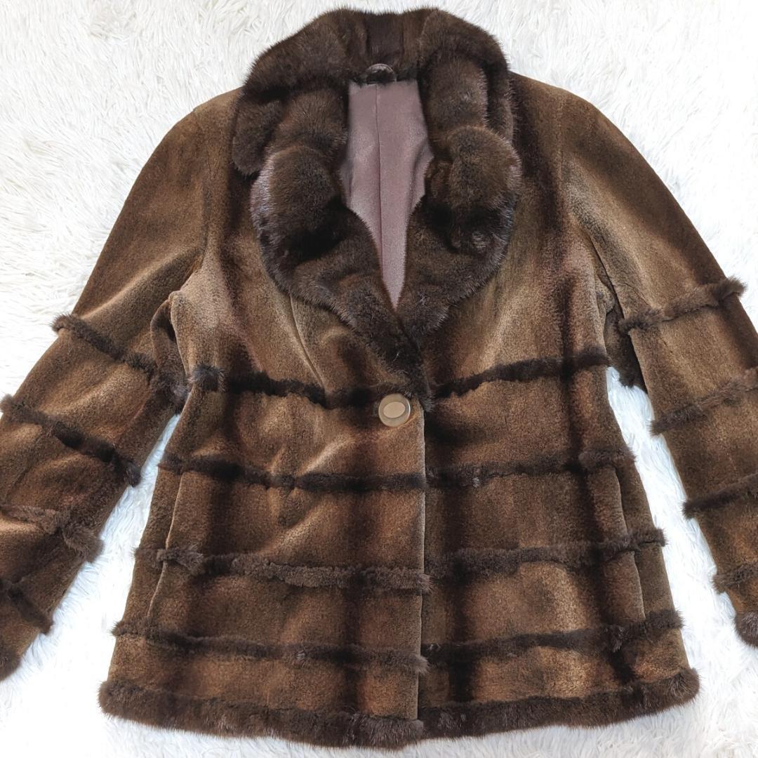 コペンハーゲンファー 毛皮コート ミンク ジャケット シェルボタン ブラウン