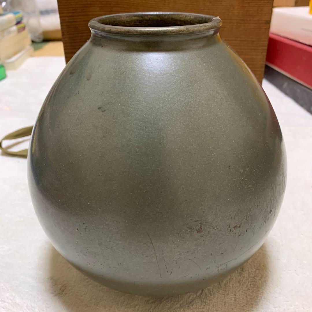 青銅銀象眼　富嶽　花瓶　泰造