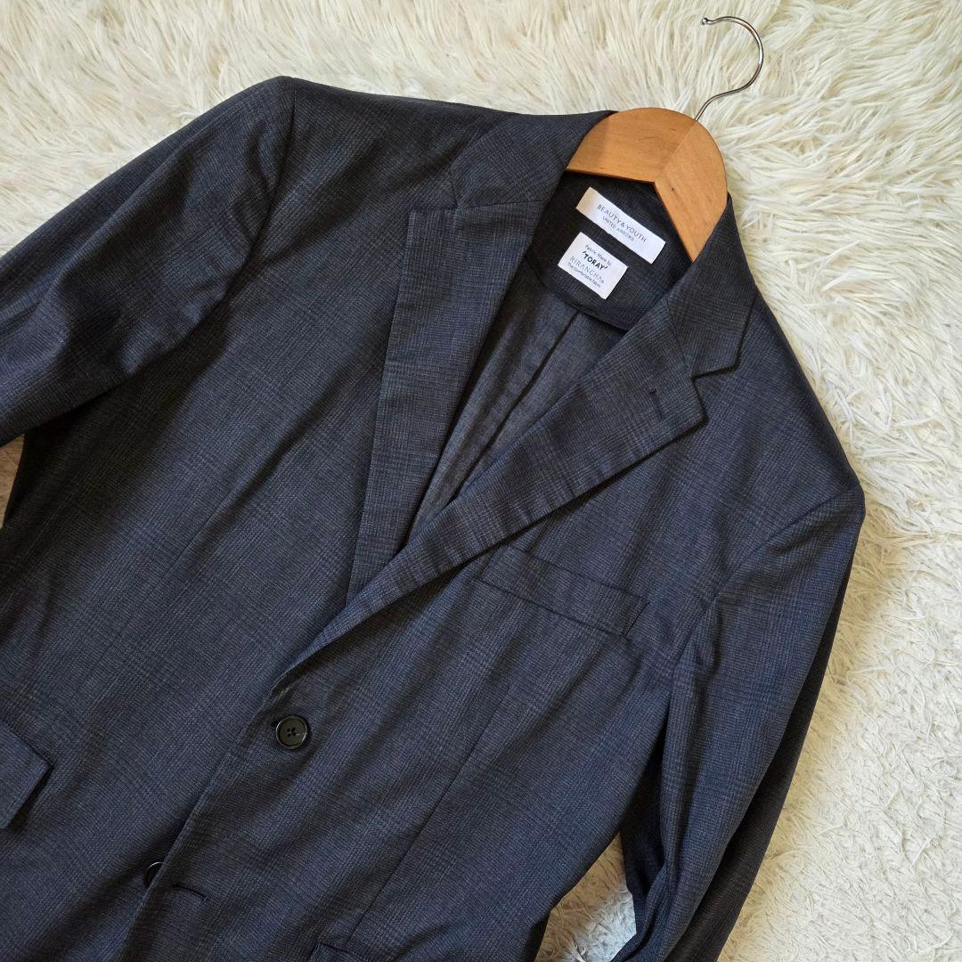 美品 ユナイテッドアローズ TORAY スーツ リネン混 サイズL 濃紺