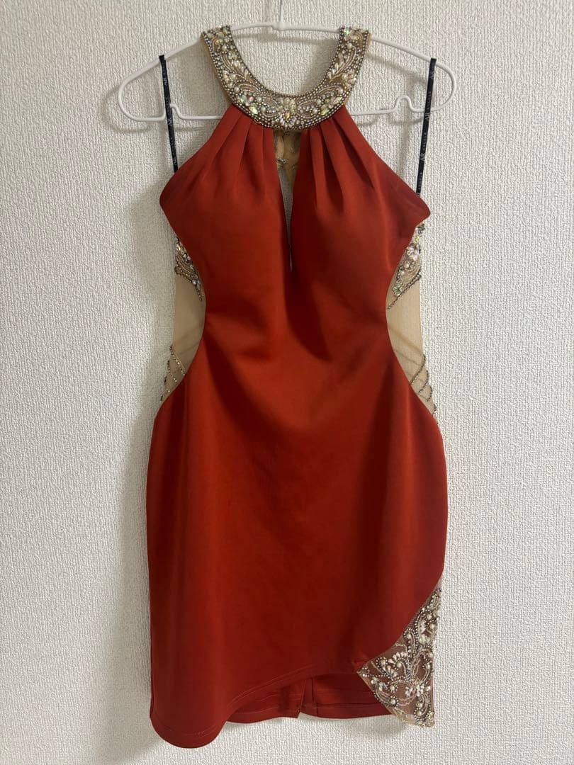 AngelR オレンジビジュー装飾キャバドレス