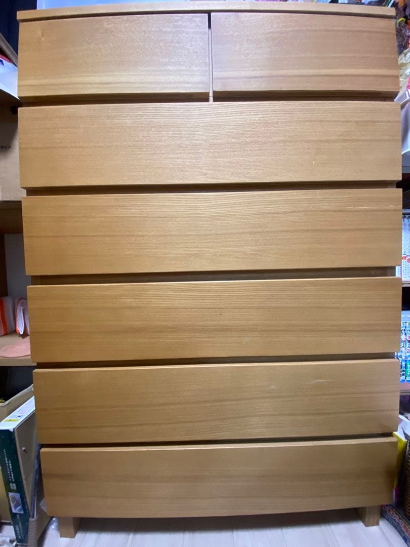 ■送料込■無印 木製チェスト タモ材 6段　衣類収納 廃盤 タンス 棚