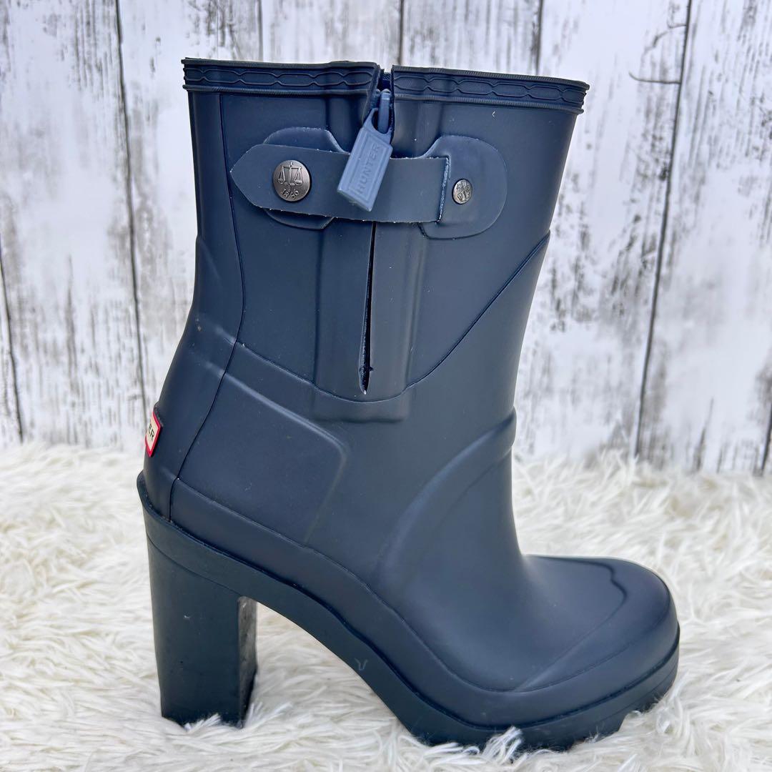 【HUNTER】レインシューズ【24cm】ダークグレー　ミドル丈　US7