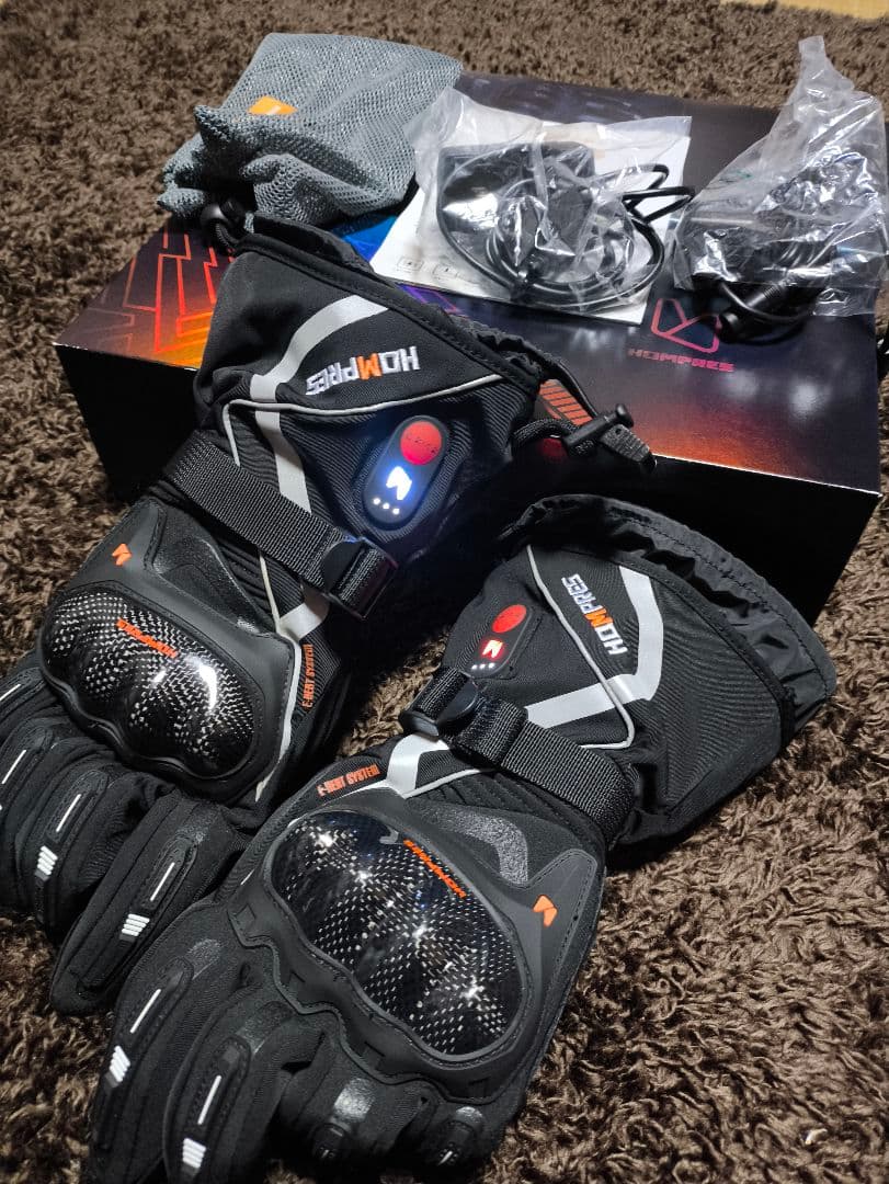 美品 HOMPRES ホンプレス 電熱グローブ S バイク ツーリング 手袋