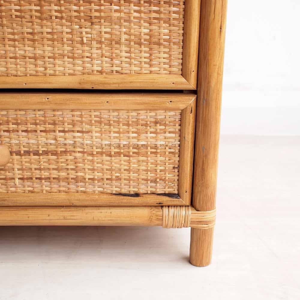 ビンテージ ラタンのチェスト 引出し 籐 レトロ ZR24200