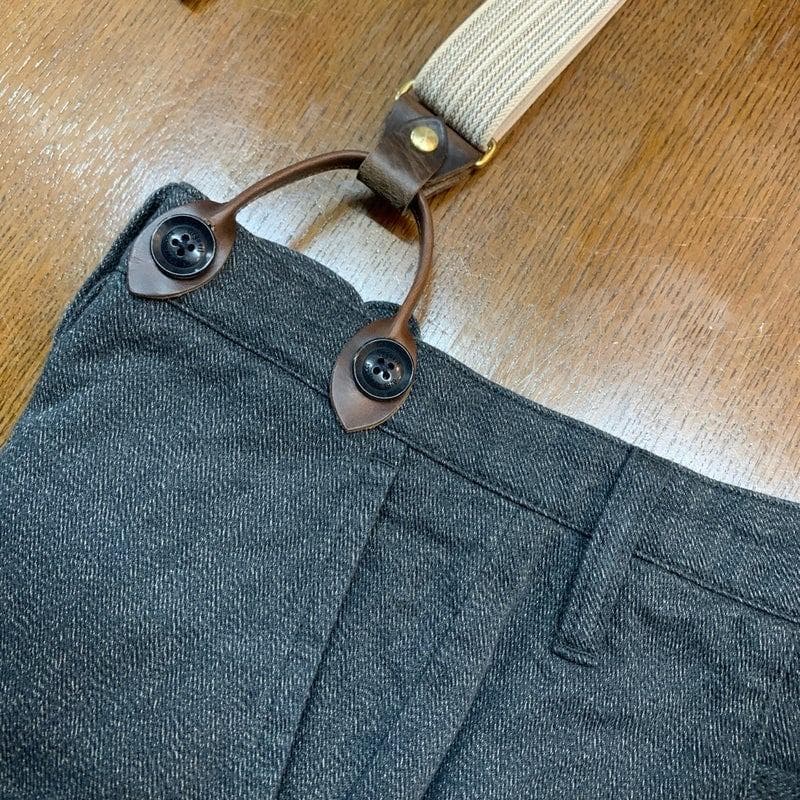 アートブラウン　クロムエクセルレザー　サスペンダー　杢アイボリー　チョコ