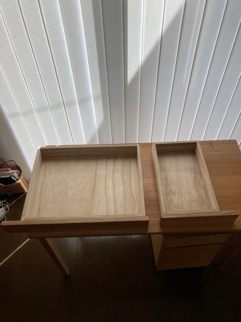 (直接手渡し) 廃盤 無印良品 タモ材 デスク キャビネット チェア 3点セット