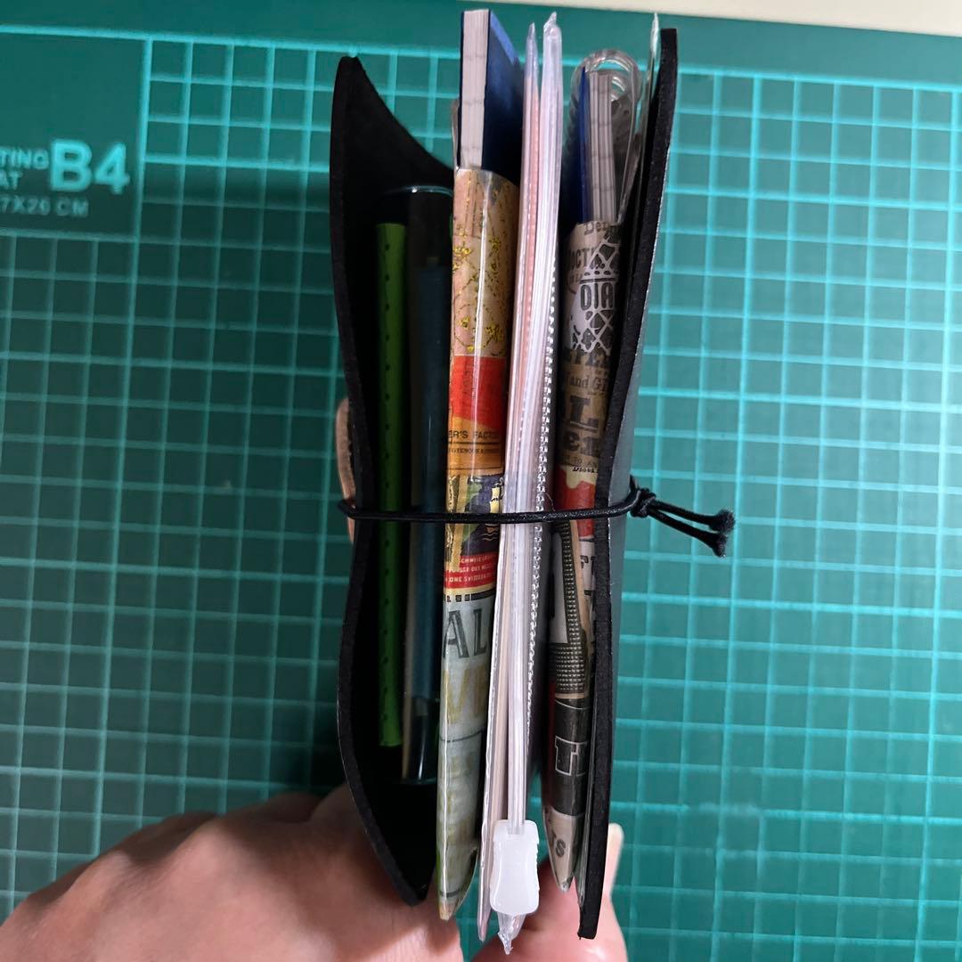 USEDトラベラーズノート パスポートサイズ ブラック財布化仕様にカスタマイズ