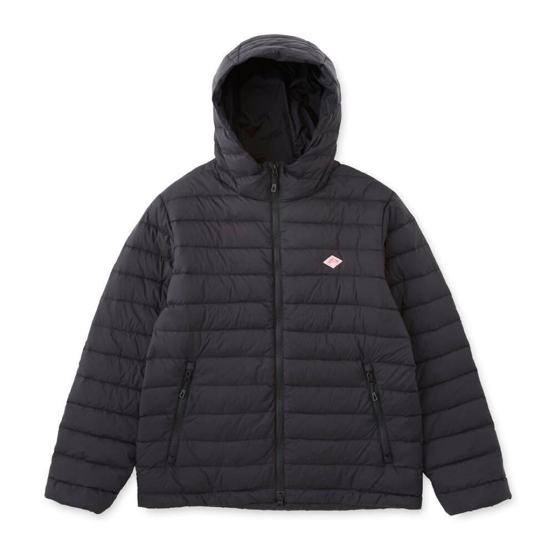 DANTON フード付き ブラックダウンジャケット S