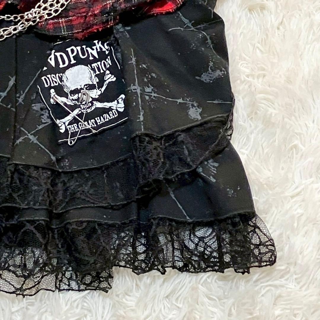 マッドパンクス マッドガールレース異素材切替え ゴシック ミニスカート　ゴスロリ