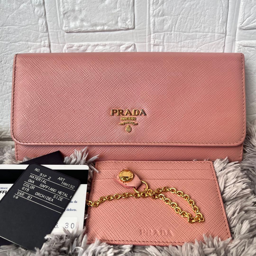 良品✨PRADA 2点セット　サフィアーノ　メタルロゴ　ベビーピンク　長財布
