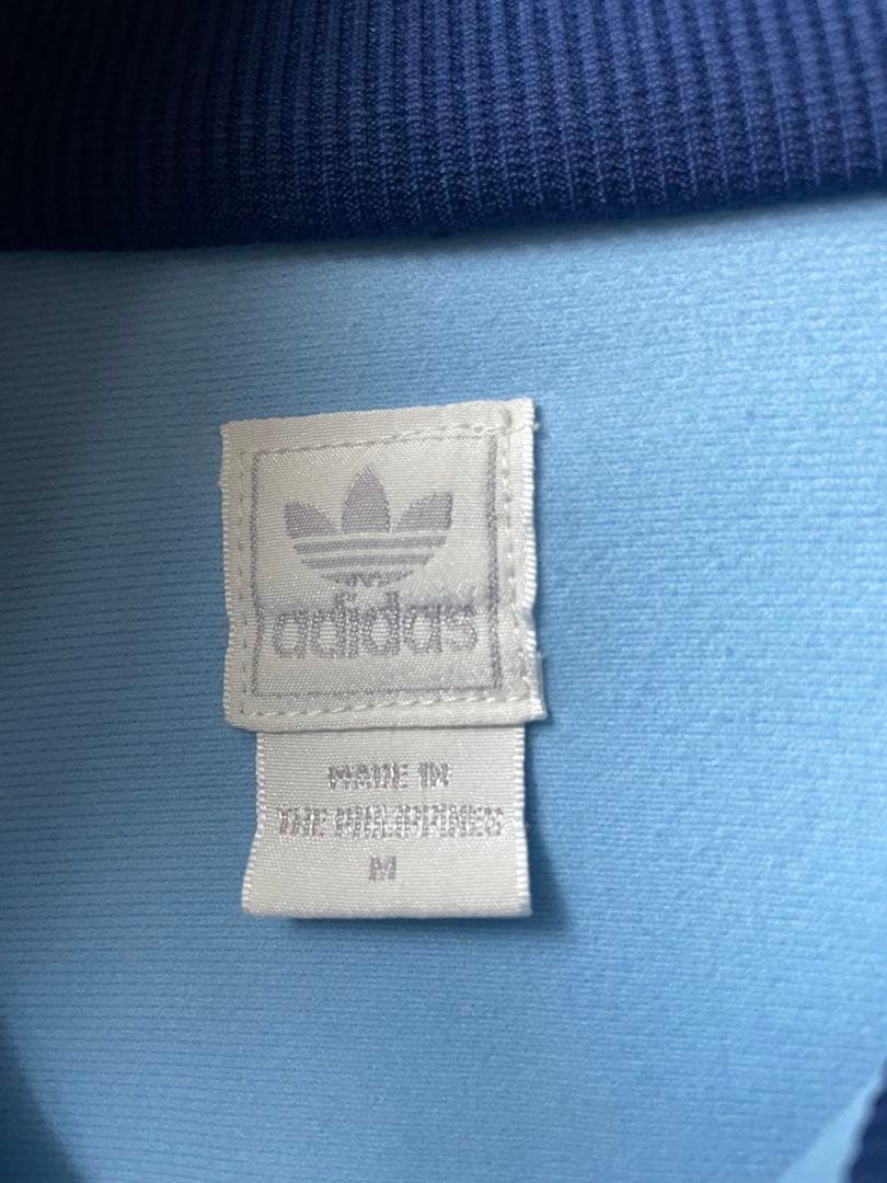 80s adidas アディダス　トラックジャケット　ワンポイント　刺繍　水色
