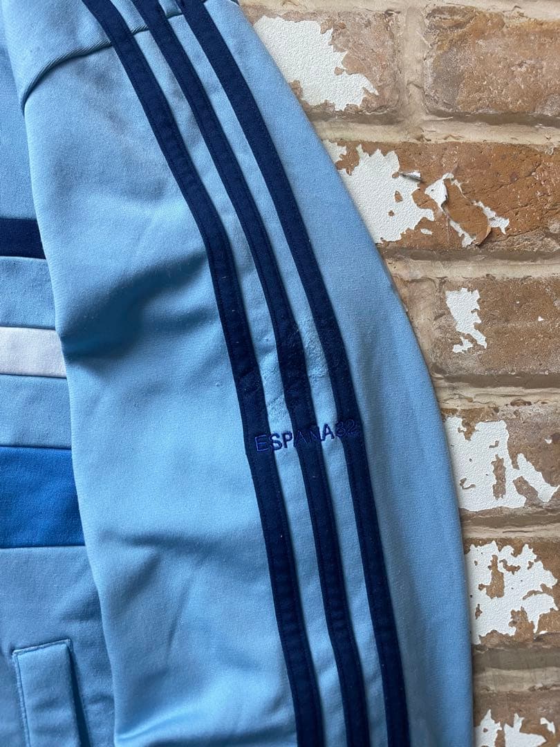 80s adidas アディダス　トラックジャケット　ワンポイント　刺繍　水色