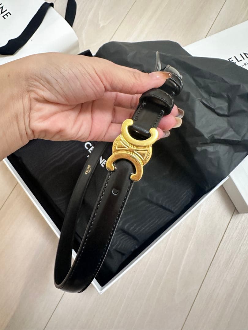 CELINE ブラックベルト ゴールド金具