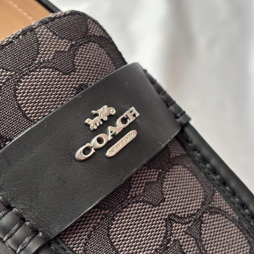 未使用 COACH コーチ シグネチャー ローファー お洒落 ブラック 23cm