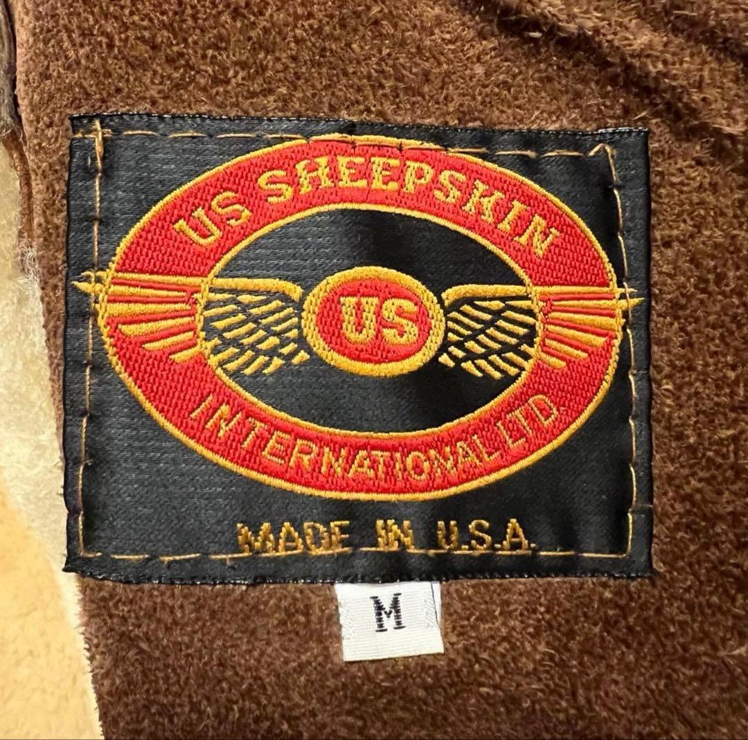 US SHEEPSKINメンズ ムートン ボア ダッフルコート M USA製