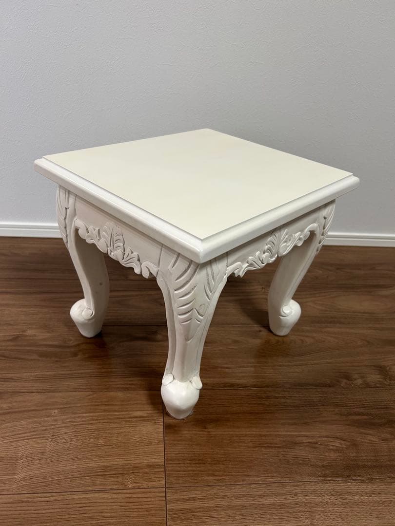 ホワイト　木製サイドテーブル　3点セット　ネストテーブル　カフェテーブル