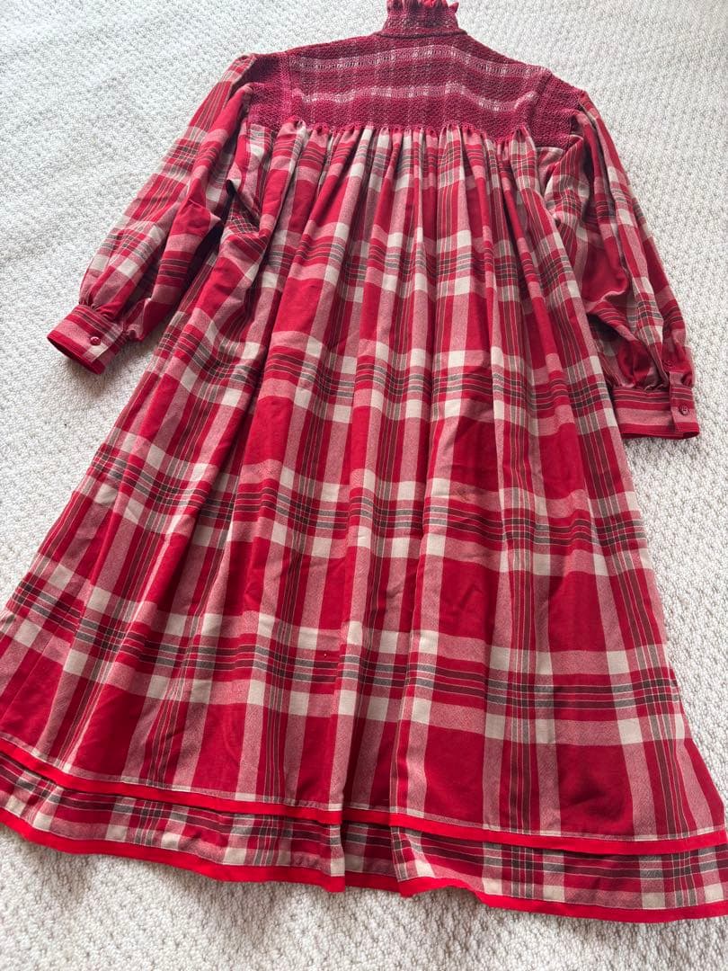 専用 KENZO　ワンピース 赤と白のチェック柄長袖ワンピース