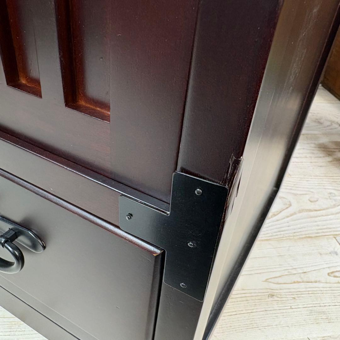 訳あり品！【118】民芸家具木製桐材無垢引き戸チェストタンス木製収納家具和室和風