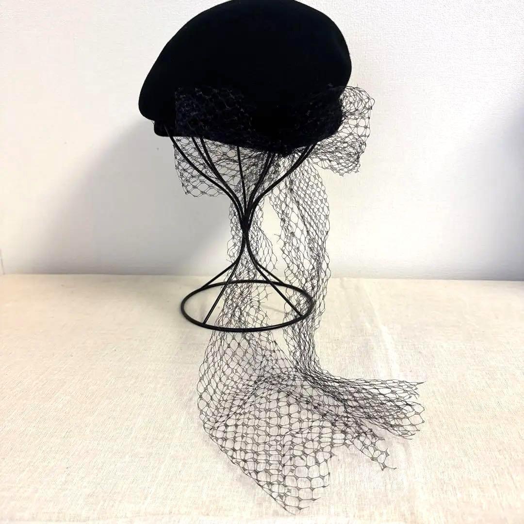 エレガント CA4LA カシラ レース リボン キャスケット チュールレース 黒