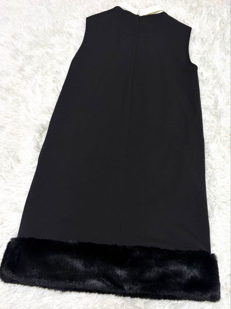 【美品】CELFORD 裾ファー切替Ａラインワンピース　36