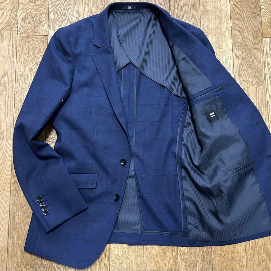 SUIT SELECT スリーピーススーツ (A4) 紺色 ウィンドウペーン柄