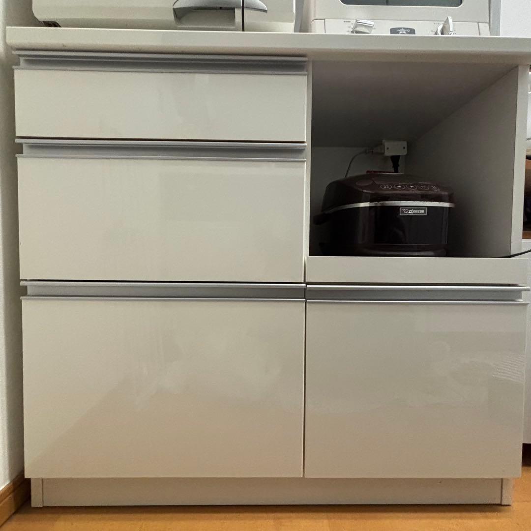 ケユカ KEYUKA フローラⅢ ホワイト 食器棚 キッチンボード