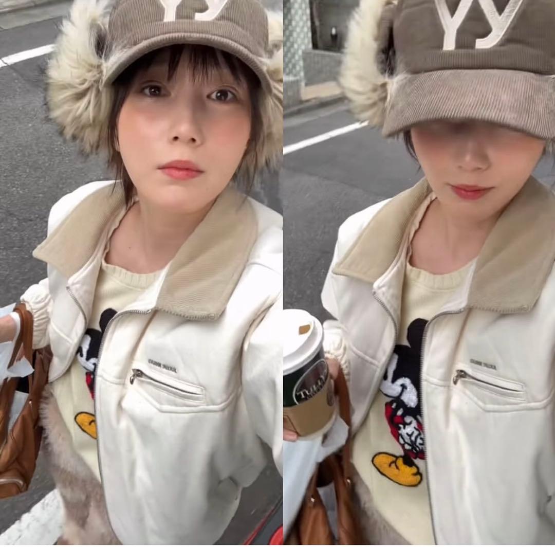 本田翼着用 CRANK COTTON PUFF JUMPER アイボリー ダウン