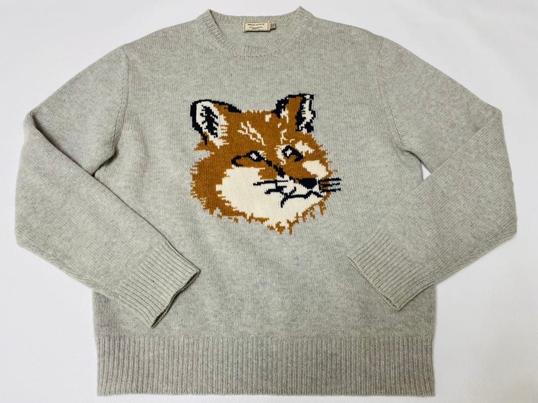 美品　メゾンキツネ　ビッグキツネ刺繍ニット　セーター　国内正規品
