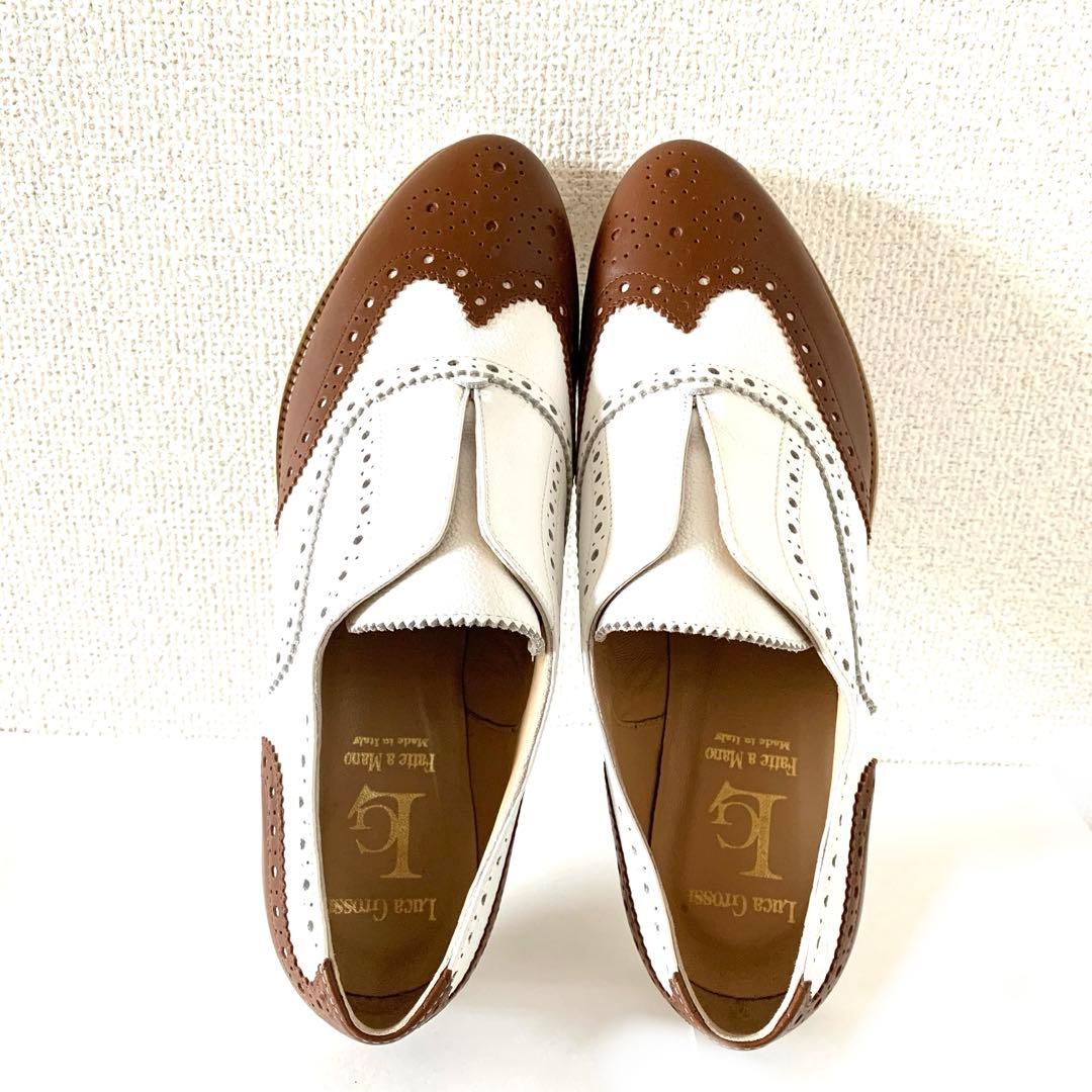 【未使用級】 ルカグロッシ ローファー　メダリオン マニッシュ　本革　イタリア製