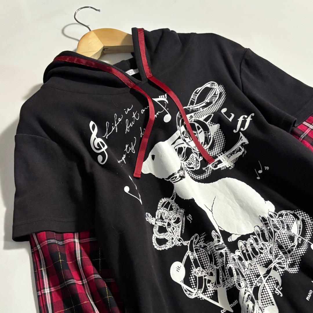 PUTUMAYO プトマヨ　うさぎ・音符柄　ドッキングチュニック・ワンピース