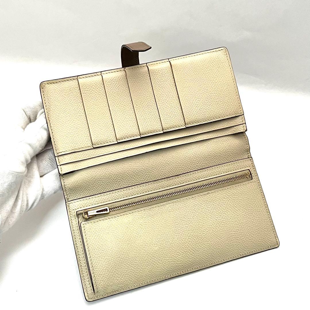 エルメス べアンスフレ ブラウン×アイボリー バイカラーHermes財布 長財布