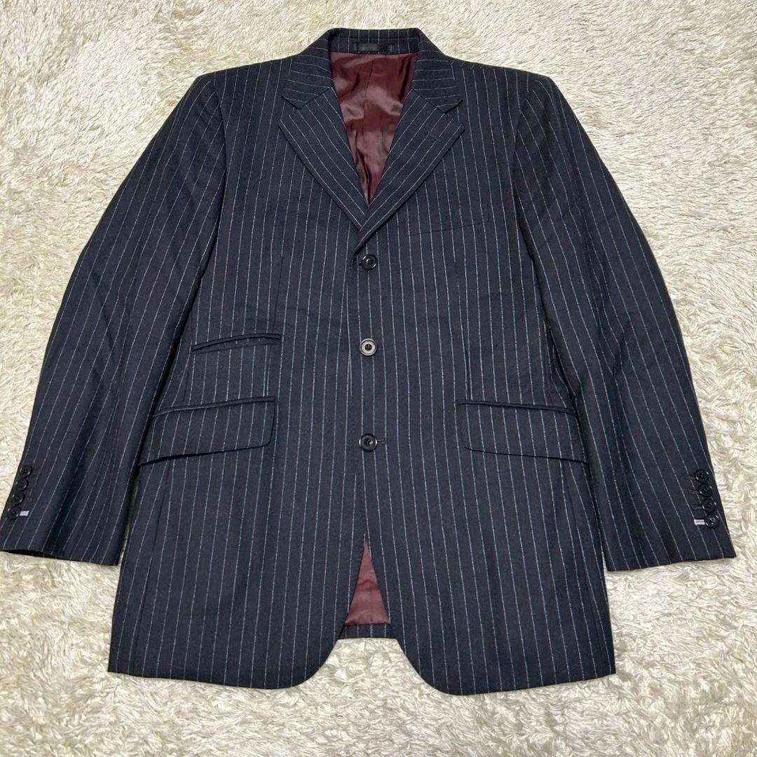 【美品】バーバリーブラックレーベル　スーツ　グレー　ストライプ　38L(M相当)