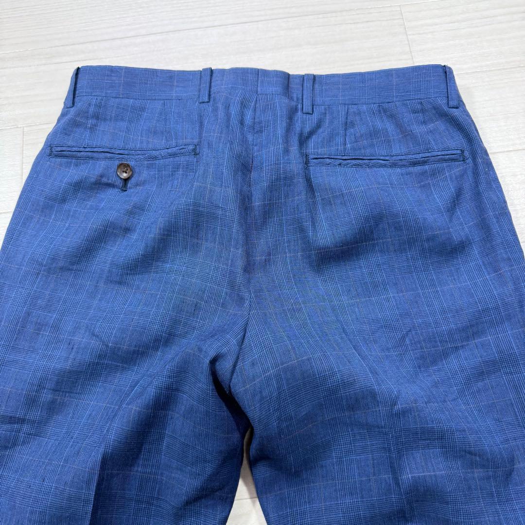 スーツセレクト グアベロ ウィンドーチェック 段返り 本切羽 リネン シルク混